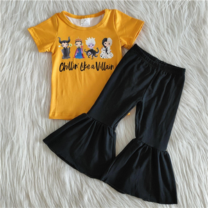 A1-15 toddler girl clothes bell bottom outfit yellow bells set-promotion 2024.8.10 $2.99