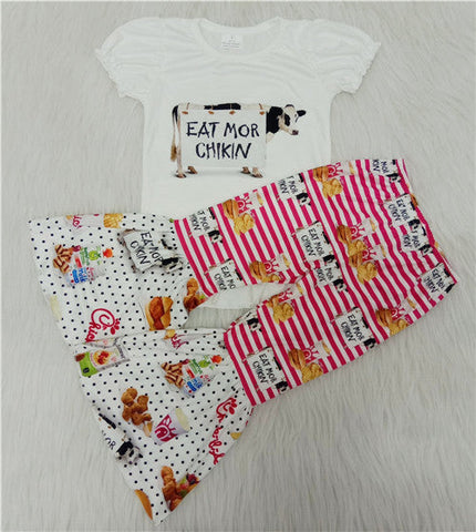 girl white cow spring farm fall short sleeve set