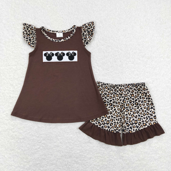 GSSO0424 baby girl clothes girl summer shorts set leopard outfit