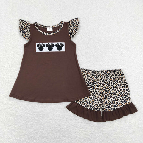 GSSO0424 baby girl clothes girl summer shorts set leopard outfit