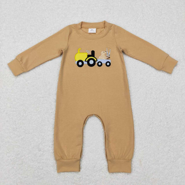 LR0729 baby boy clothes dog truck embroidery boy winter romper