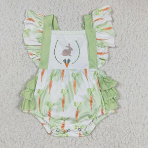 SR0112 baby girl clothes green bunny easter bubble