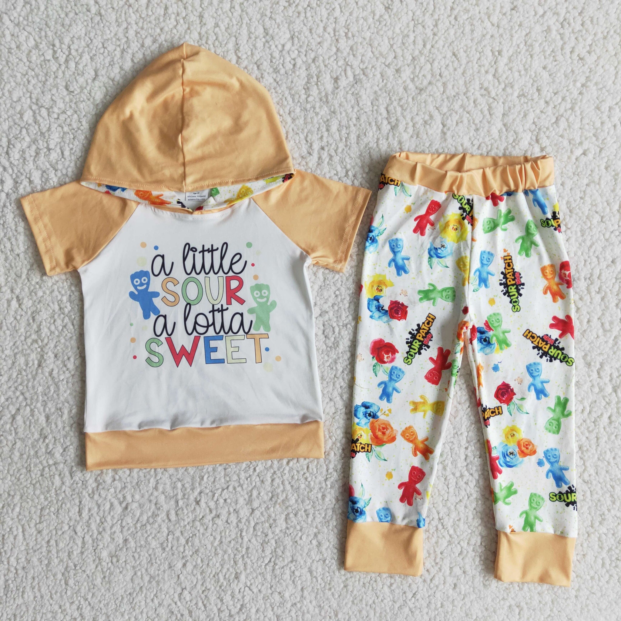 E9-27 boy hoodies a little sour short sleeve yellow cartoon fall spring set-promotion 6.1 $2.99