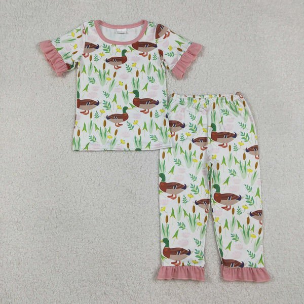 GSPO1252 RTS baby girl clothes girl Mallard outfits spring clothing set
