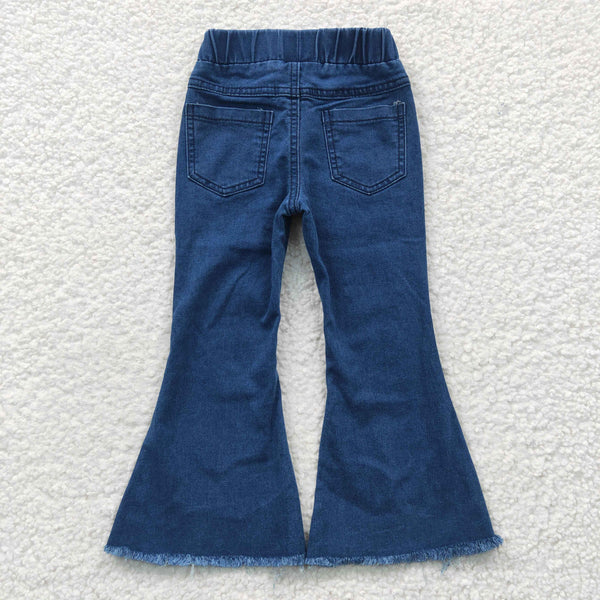 P0070 kids clothes girls blue bell bottom jeans flare pant