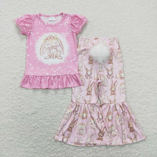 GSPO1347 baby girl clothes bunny girls easter bell bottoms outfit toddler easter clothes