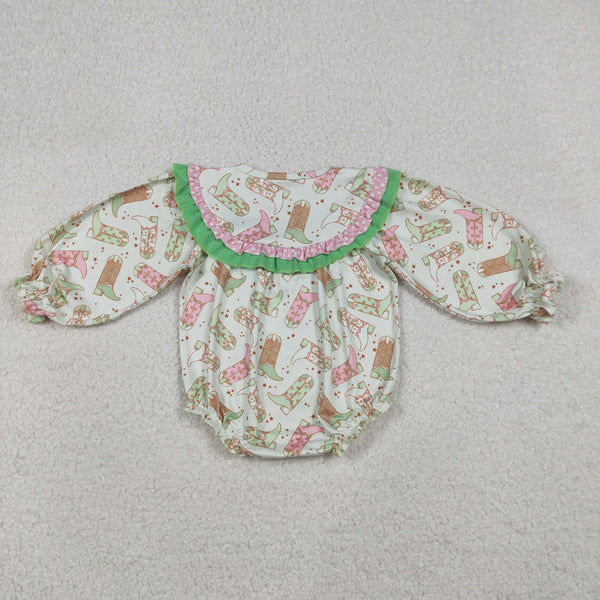 LR2840 RTS baby girl clothes howday go lucky western clothes girl winter embroidery bubble