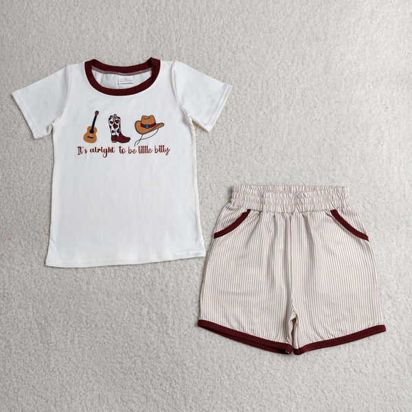 BSSO1578 RTS toddler boy clothes cowboy summer set western clothes
