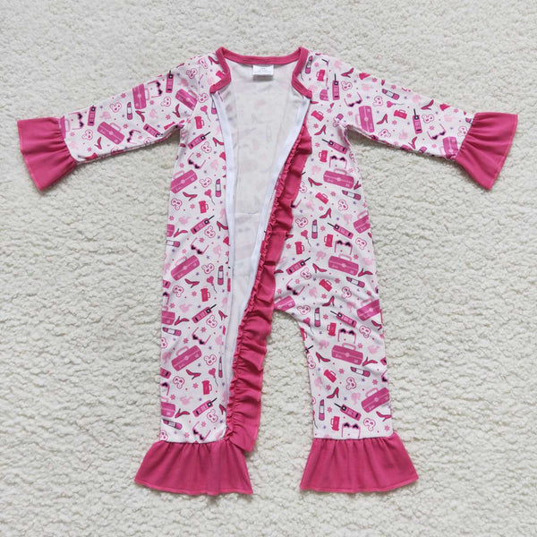 LR0600 baby clothes pink girl winter romper
