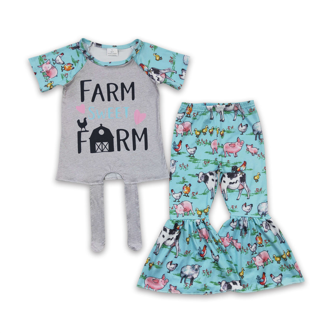 C3-15 toddler girl clothes farm bell bottom outfit-promotion 2024.3.2 $2.99