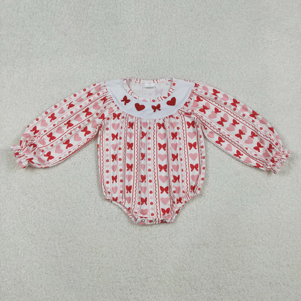 LR2696 RTS baby valentines day clothes heart embroidery girl winter bubble