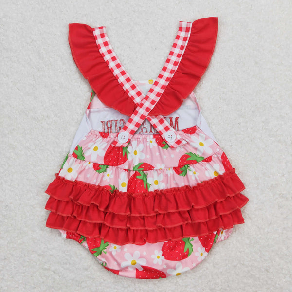 SR1269 RTS baby girl clothes embroidery mama?¡¥s girl strawberry toddler girl summer bubble mother's day clothes
