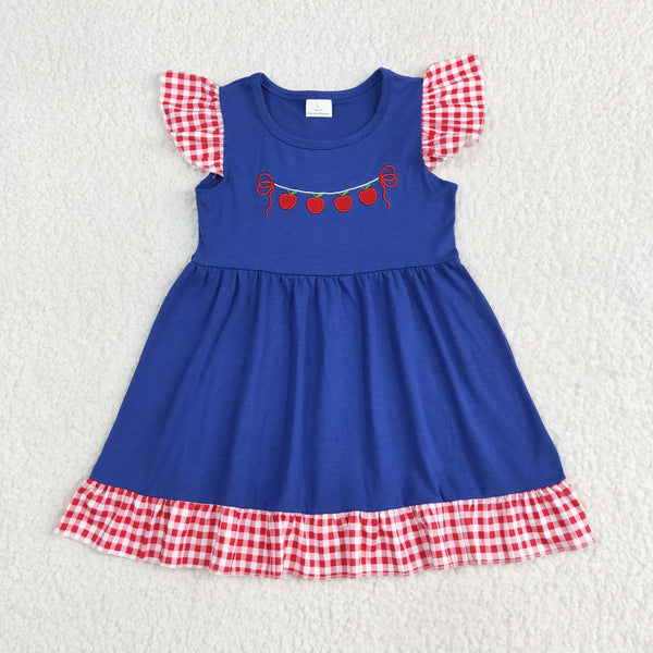 GSD2153 RTS apple girl back to school day summer dress embroidery
