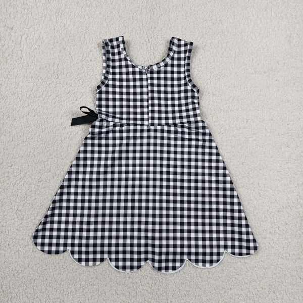 GSD3777 RTS toddler clothes black gingham girl yoga summer dress