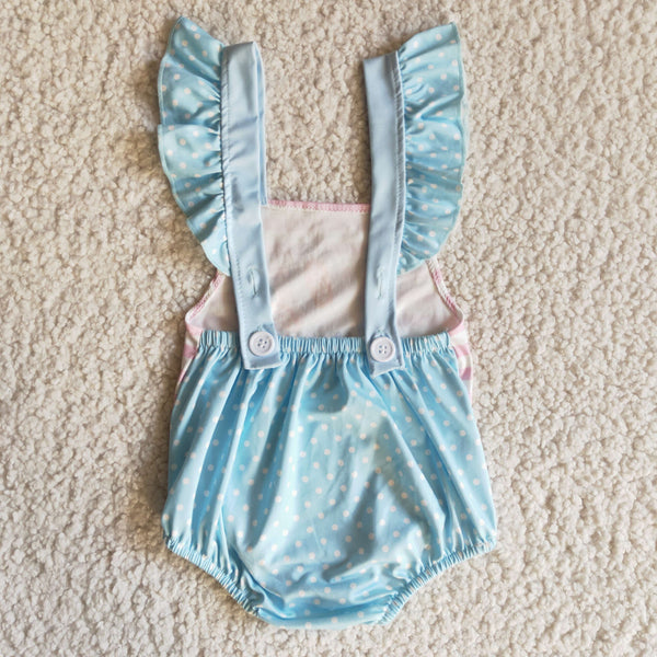 E11-3 girl clothes easter blue bunny bubble--promotion 2025.3.8 $2.99