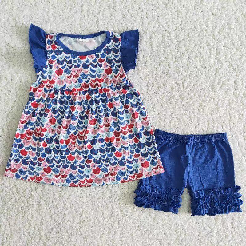 C9-1 baby girl clothes mermaid girl summer shorts set-promotion 2024.5.25 $2.99