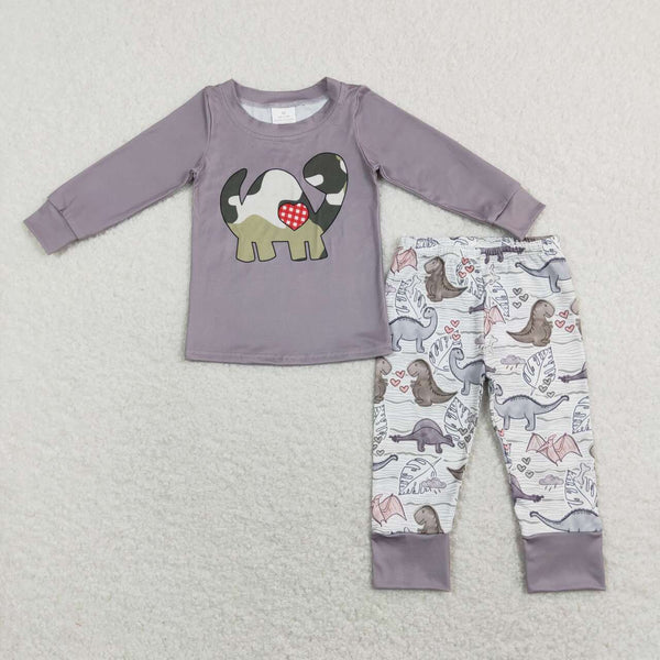 BLP0430 toddler boy clothes heart dinosaur boy valentines day outfit
