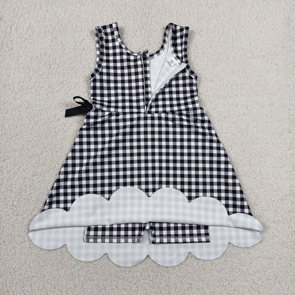 GSD3777 RTS toddler clothes black gingham girl yoga summer dress