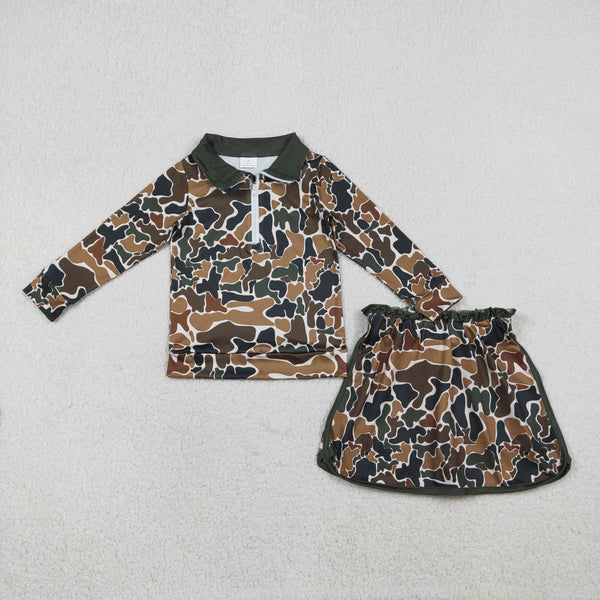 GLD1547 RTS baby girl clothes camo toddler girl winter skirt outfit hunting clothes