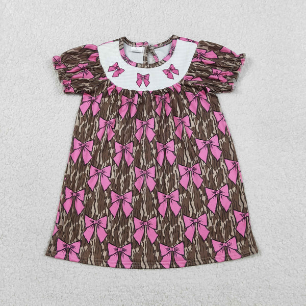 GSD3446 RTS toddler clothes bows print  girl summer dress smock Dresses