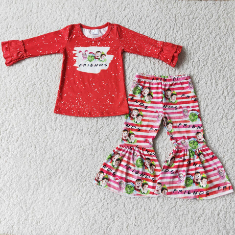 6 C6-17 baby girl clothes red cartoon friends christmas outfits - -promotion 2024.11.16 $2.99