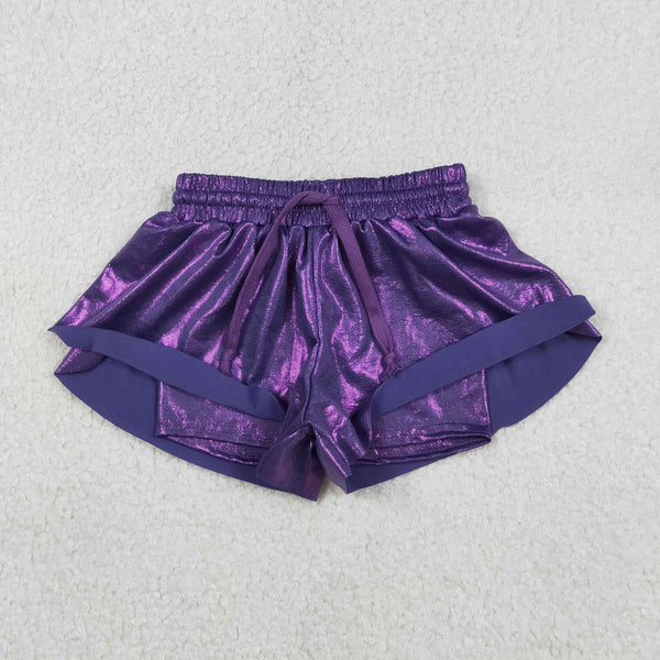 SS0686 RTS toddler girl clothes purple leather girl summer bottom shorts sports bottom