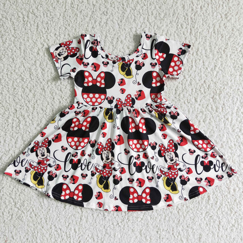 GSD0044 kids clothing red cartoon short sleeve dress-promotion $5.5 2024.4.13