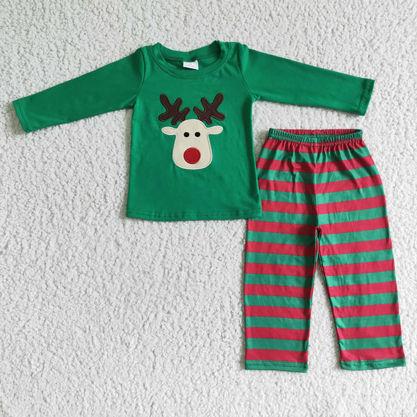 kids christmas deer applique matching clothes