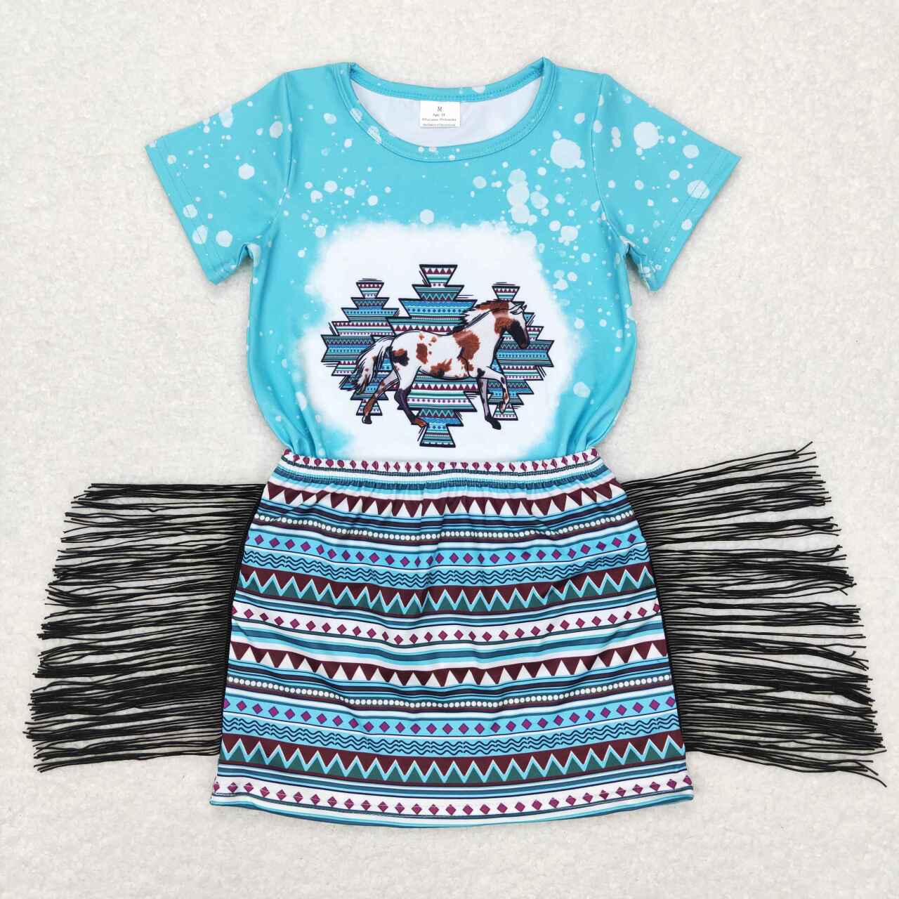 GSD0607 baby girl clothes horse tassels summer outfits toddler skirt set western clothes