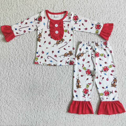 GLP0087 girl christmas long sleeve pajamas