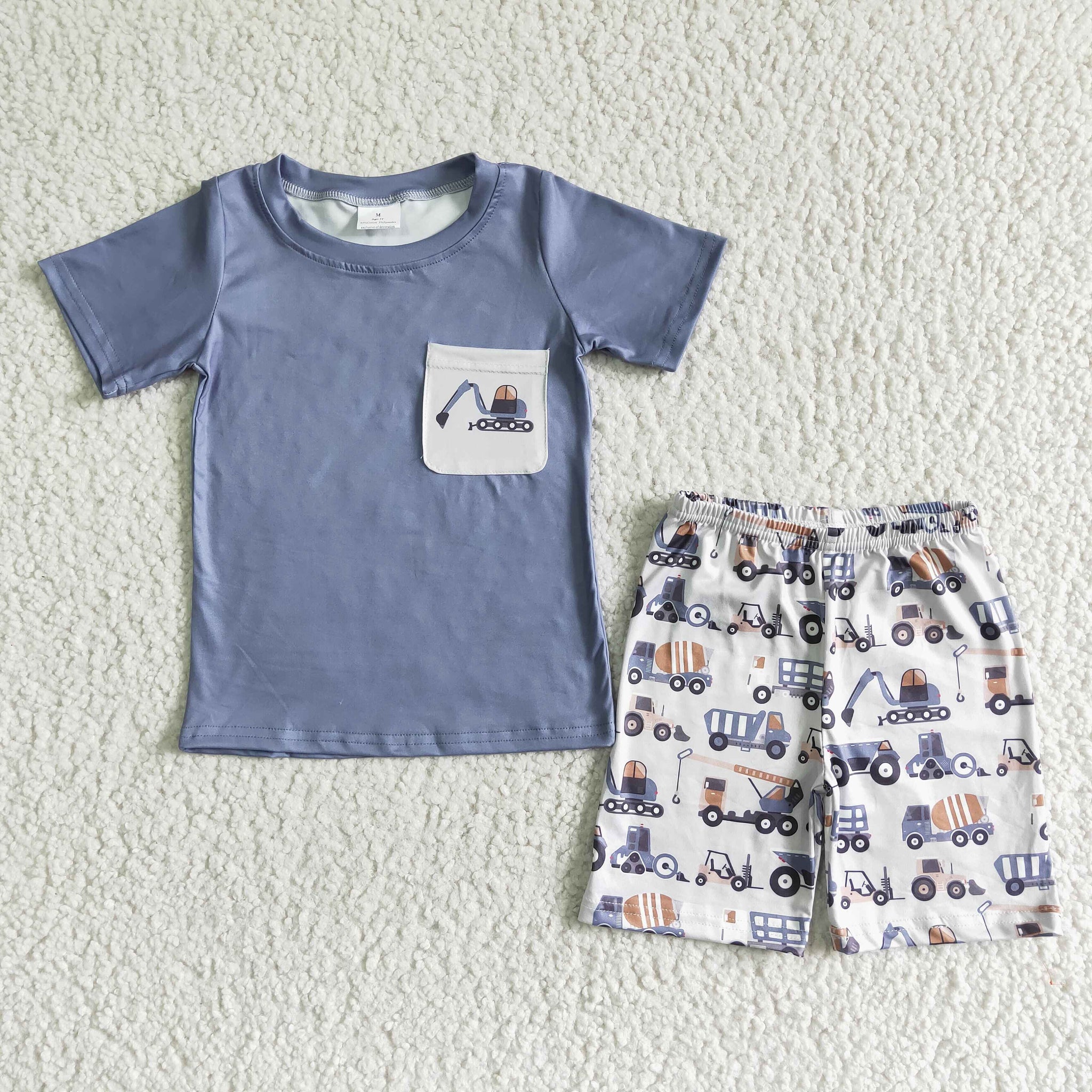 BSSO0063 kids clothing boy summer excavator pocket set-promotion 2024.4.22 $5.5