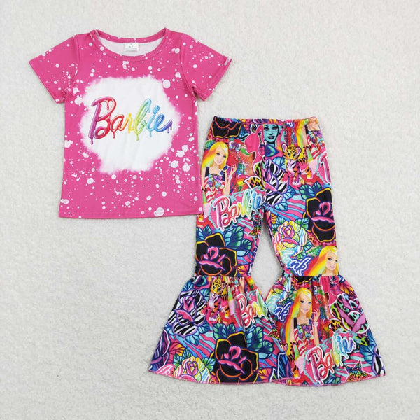 GSPO1282 RTS baby girl clothes barbie girls bell bottoms outfit