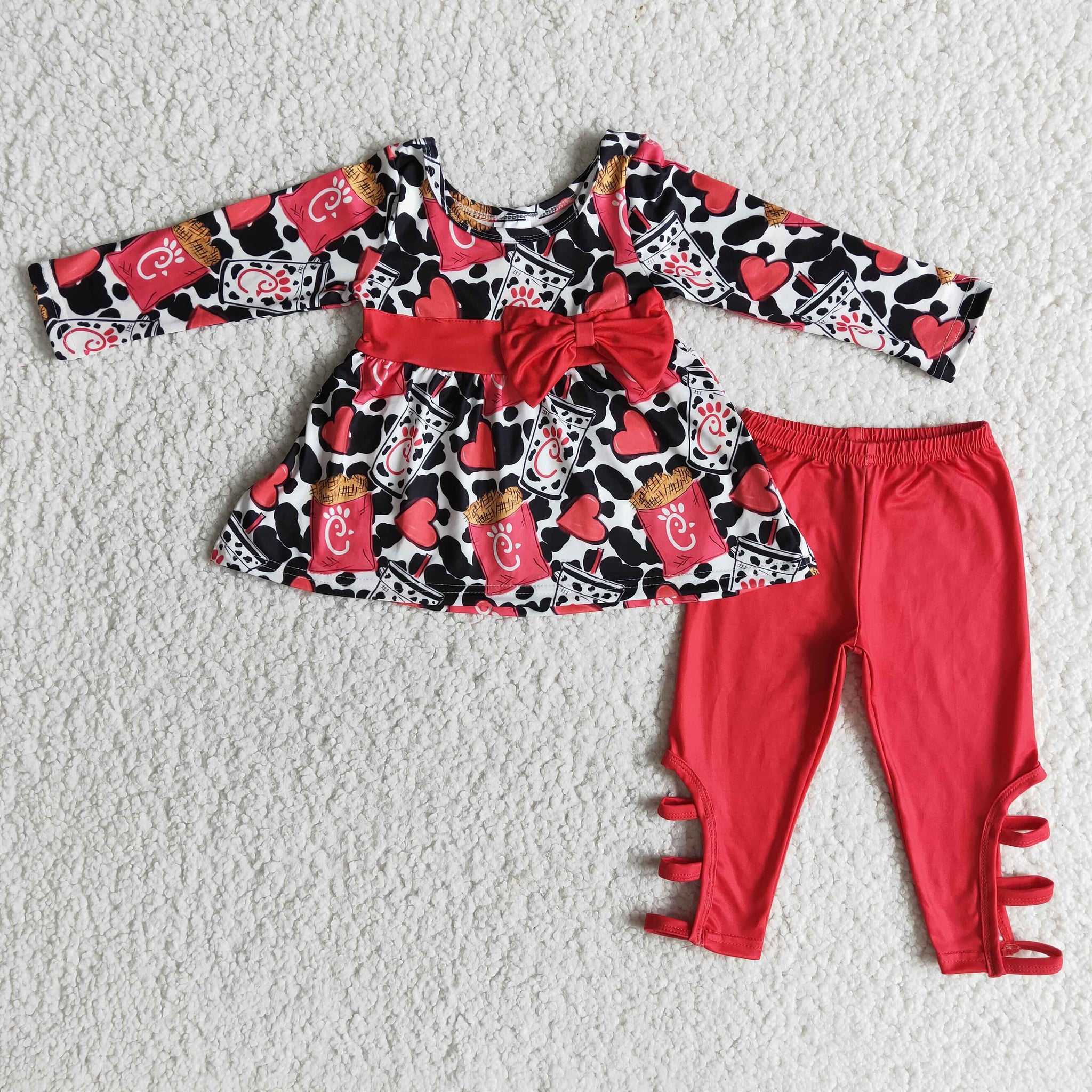 6 A25-30 girl red heart valentines day long sleeve set--promotion 2024.12.7 $2.99