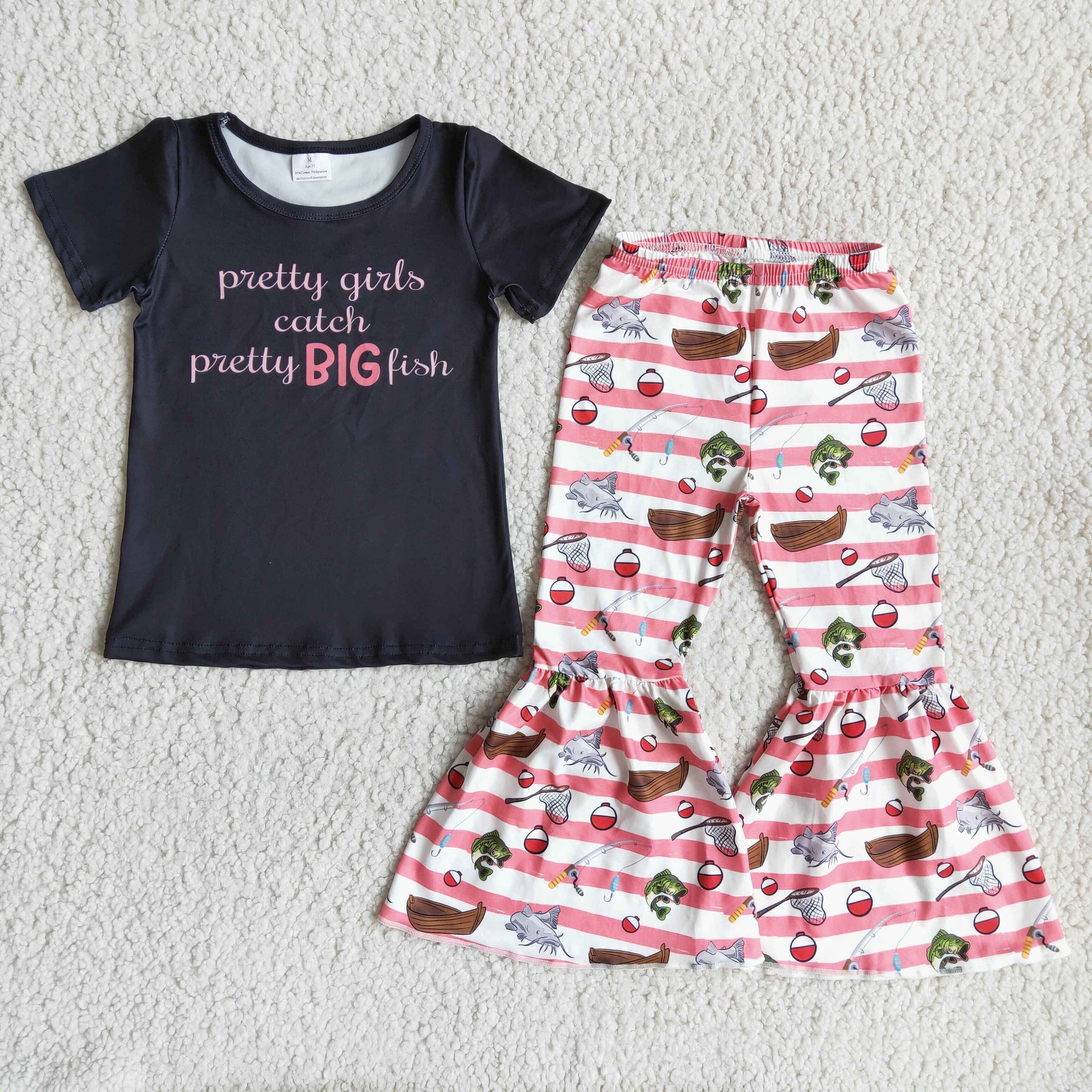 D11-5 girl clothes pretty girls catch catch pretty big fish spring fall set-promotion 2024.1.27