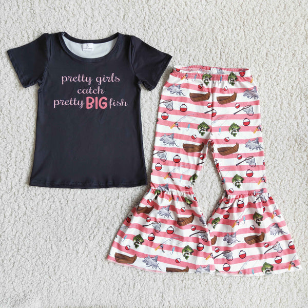 D11-5 girl clothes pretty girls catch catch pretty big fish spring fall set-promotion 2024.1.27