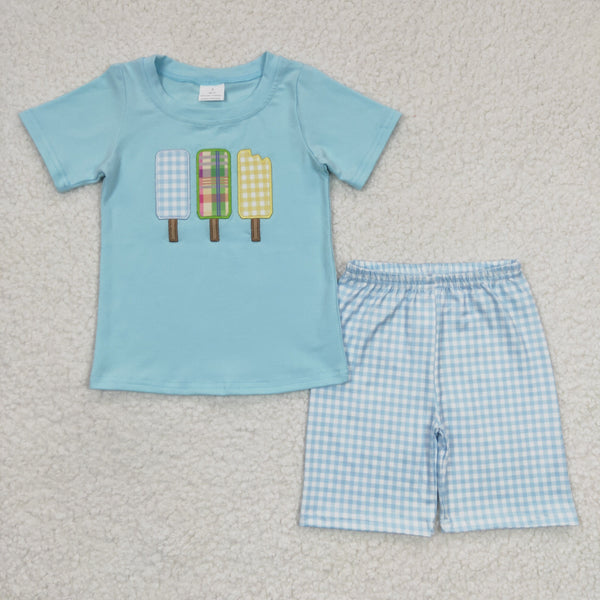 BSSO0129 baby boy clothes  summer outfits embroidery shorts set