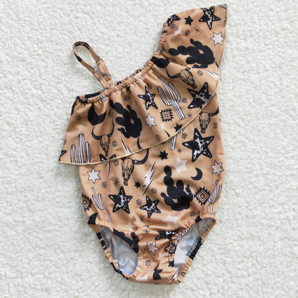 S0032 baby girl clothes cow summer swimsuit