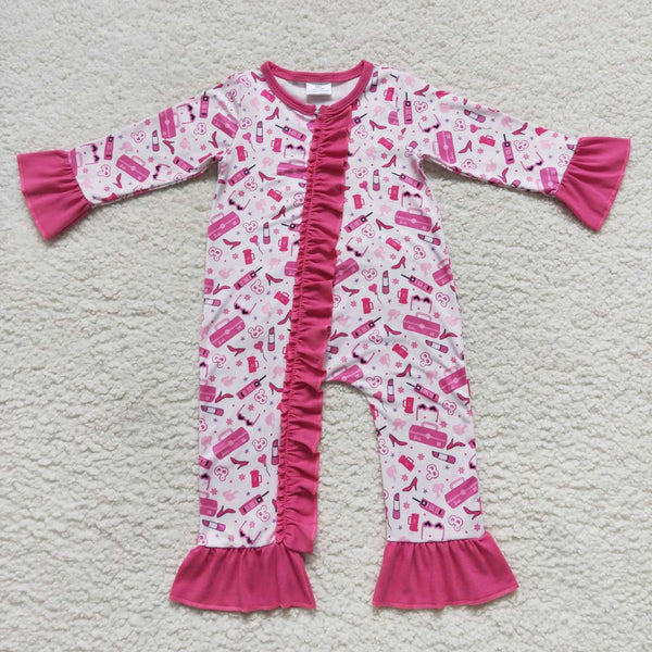LR0600 baby clothes pink girl winter romper