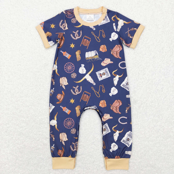 SR0187 baby boy clothes western clothes sleeveless boy summer romper-promotion 2025.4.26 $5.5