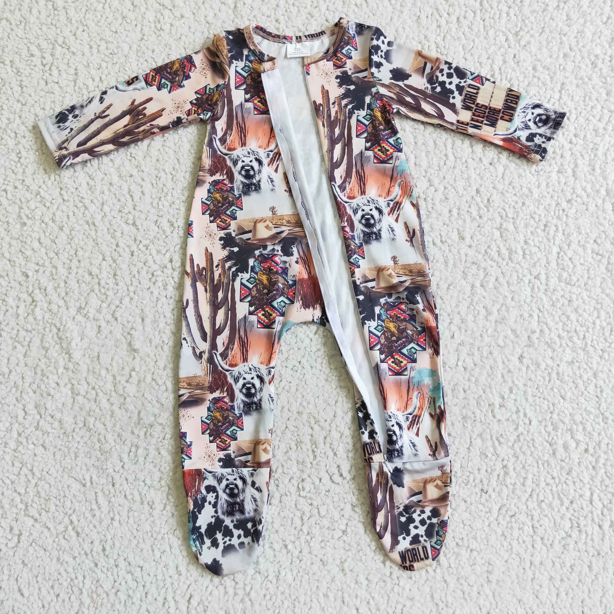 LR0069 baby clothes cow zipper romper-promotion 2024.11.16 $5.5