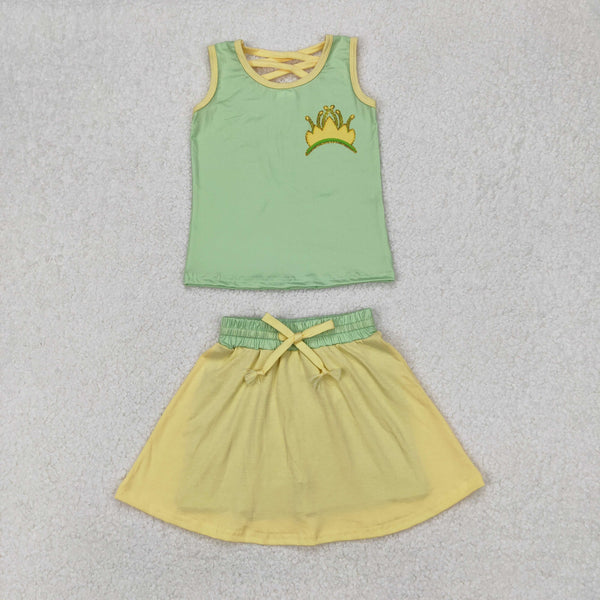 GSD2071 RTS toddler clothes princess girl summer short skirt set