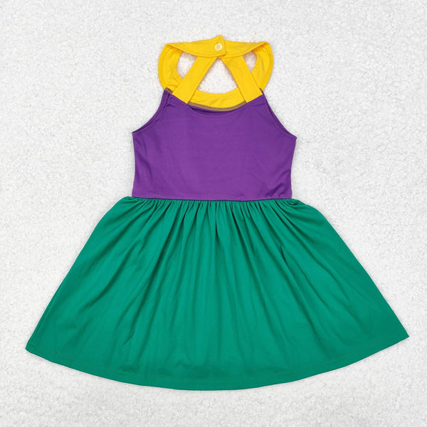 GSD1433 RTS toddler girl clothes mardi gras girl summer yoga dress