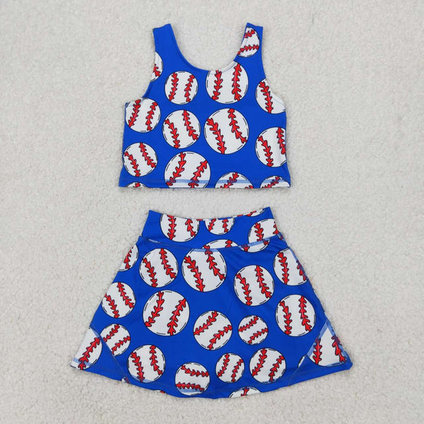 GSD2040 USA warehouse 25.6.12 12-18M to 6-7T RTS girl clothes baseball girl summer set yoga clothes
