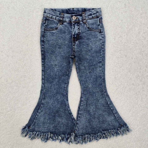 P0132 RTS teenage girls clothing girls bell bottom pants blue girl jeans