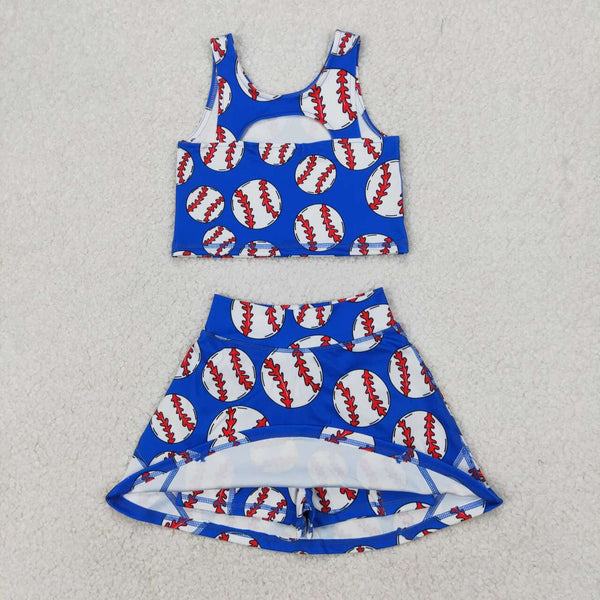 GSD2040 USA warehouse 25.6.12 12-18M to 6-7T RTS girl clothes baseball girl summer set yoga clothes