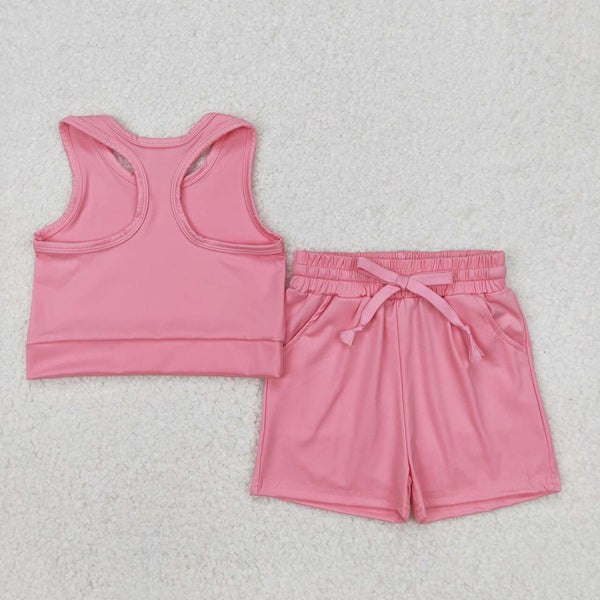 GSSO2130 RTS girl clothes pink toddler girl yoga summer outfit quick dry sports clothes