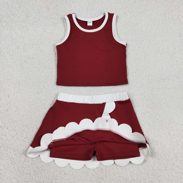 GSD4027 RTS toddler clothes red girl summer yoga set quick dry sports outfit