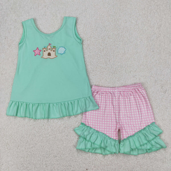 GSSO1983 RTS girl clothes shell embroidery toddler girl summer outfit