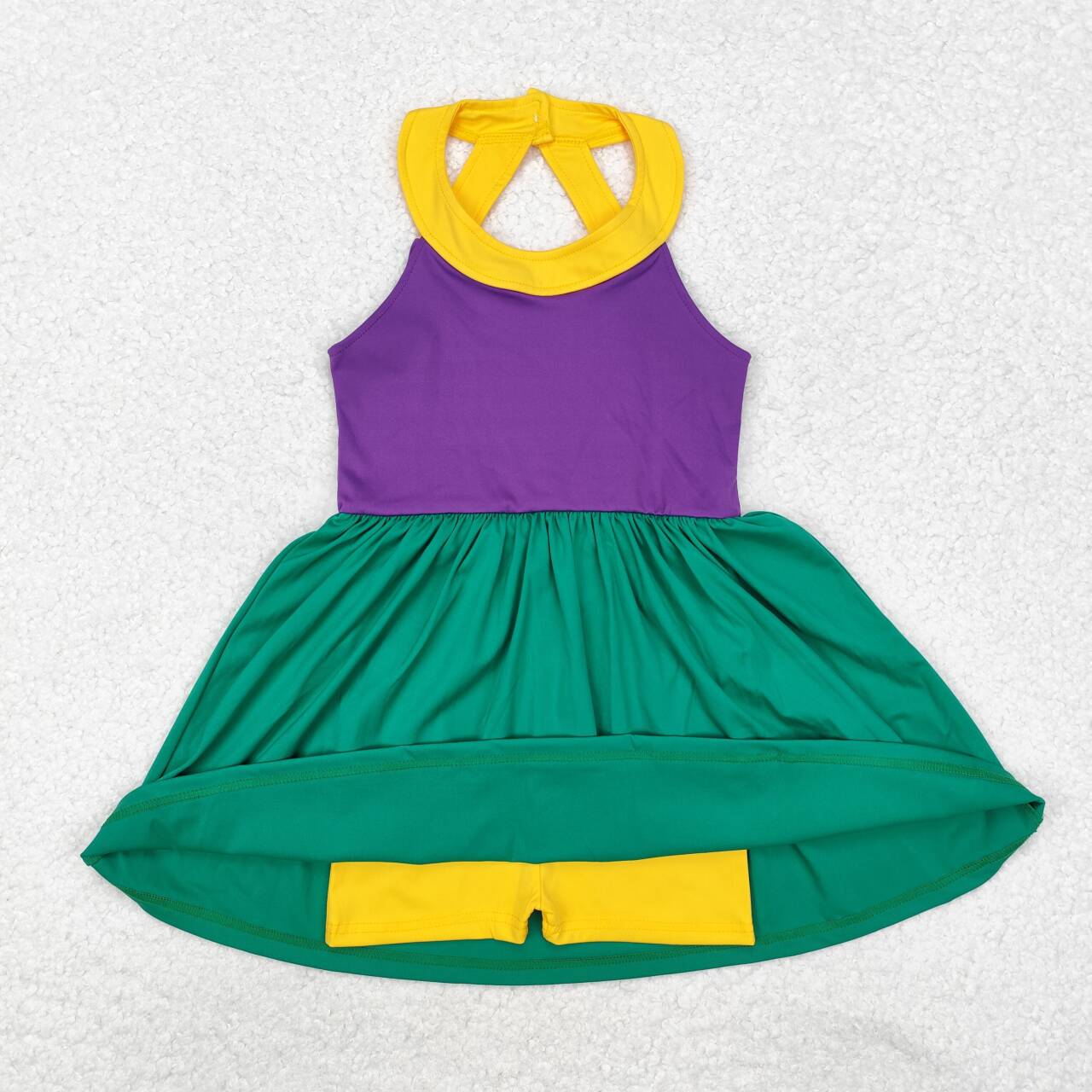 GSD1433 RTS toddler girl clothes mardi gras girl summer yoga dress