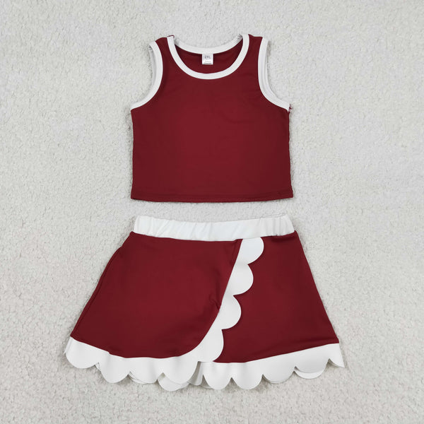 GSD4027 RTS toddler clothes red girl summer yoga set quick dry sports outfit